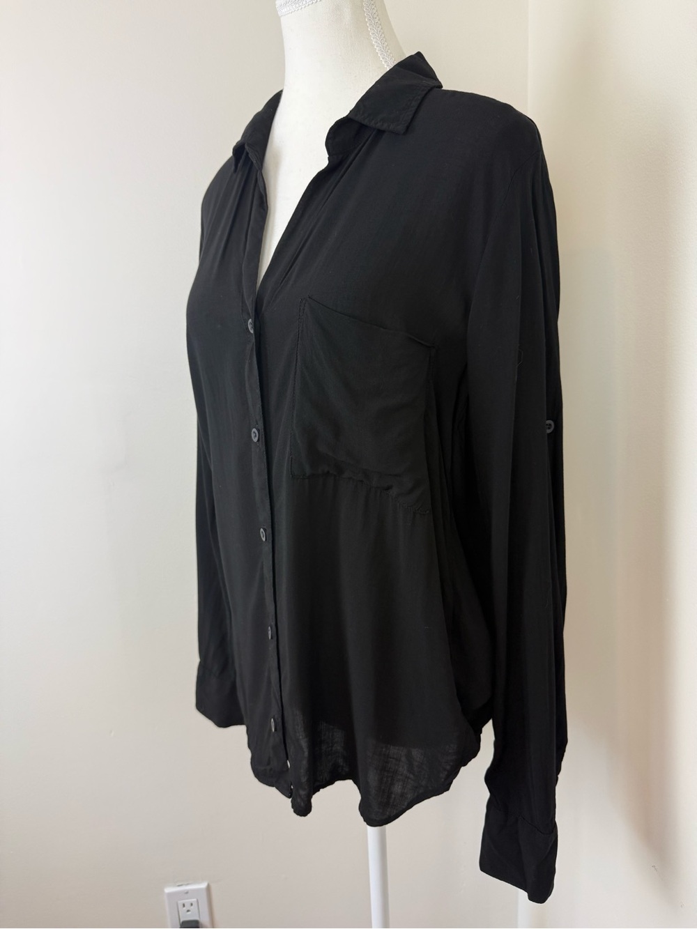 Bella Dahl Black Button Down High Low Shirt Size Small - Picture 5 of 9